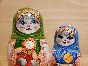 Amazon | ロシア雑貨 マトリョーシカ 虹色の猫ねこネコ 7ピース